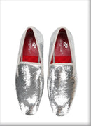 Men's Smoking Slippers With Red Outsole And Sequins for Weddings and Proms