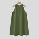 ZANZEA Summer Halter Sleeveless Tiered Dress Women Korean Ruffle Patchwork Robe 2024 Beach O-neck Loose Sundress Sweety Vestidos