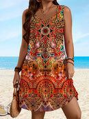 Women Summer Sleeveless Bohemian Dress Exclusive Print Vacation Dress  Birthday Dress for Women Beach Dress Dress for Women