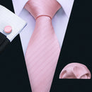 Peach Pink Wedding Ties For Men Exquisite Paisley Silk Pocket Square Cufflink Sets Fashion Woven Suit Necktie Groom Barry.Wang