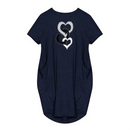 Women's heart-shaped printed pocket dress, casual round neck short sleeved dress for spring and summer women's wear