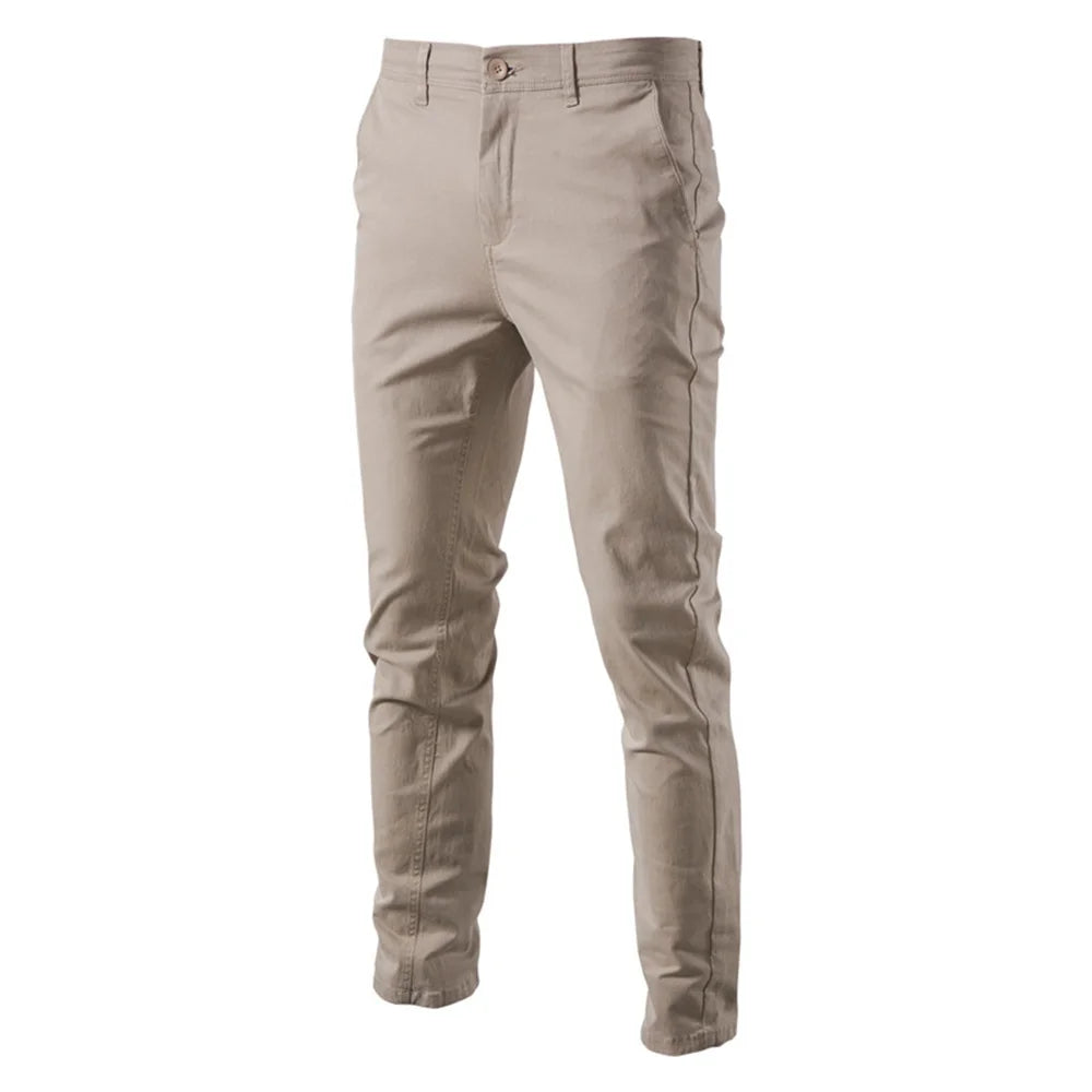 Men Solid Color Slim Fit Pants