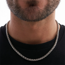 Men White Gold Color Stainless Steel Long Chain
