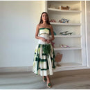 Women's Strapless Open Back Patchwork Long Dress