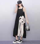 Unique Style New 2025 Summer Korean Style Woman Black Sleeveless Sundress Loose Fit Girls Casual Beach Cute Sun Dress JKXD057
