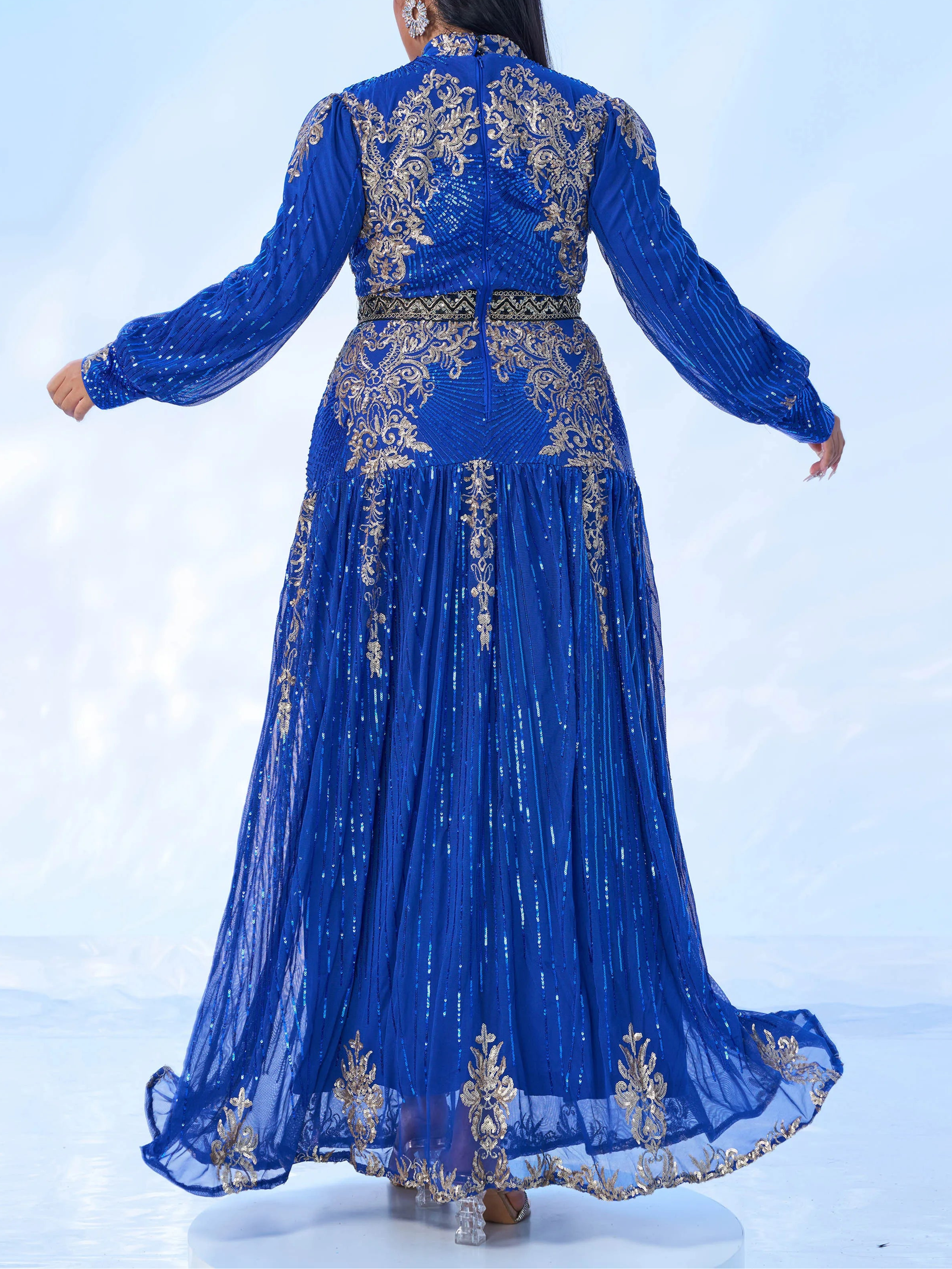 Women's Plus size Sequins High Neck Dress