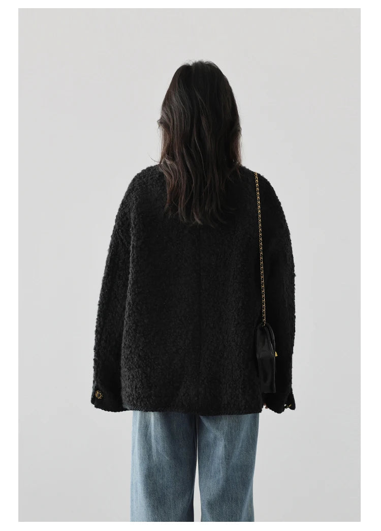 CHIC VEN Women's Woolen Coat Heavy Industry Down Jacket Vintage V-Neck Woman Down Coat Female Tops Autumn Winter 2024