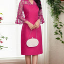 Lace V-Neck Satin Dress