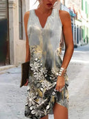 Women's dresses Summer fashion Stitching V neck Loose bohemian vacation woman Basic sleeveless