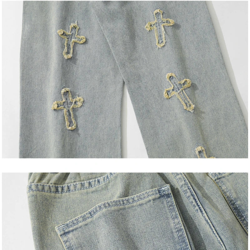 High street wide leg long pants