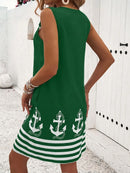 2025 New Women's Vest Skirt Pocket Ethnic Style Fashion Printed V-neck Simple Vacation Beach Mini Dress for Female