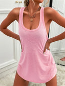 Summer environment women's solid color U-neck sleeveless herringbone suspender vest dress casual versatile short skirt