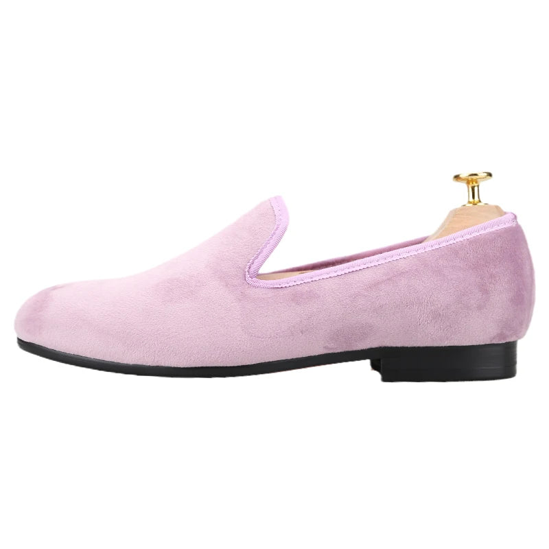 Piergitar Four Colors Silk Velvet Men Loafers For Party And Wedding Match Colors Velvet Suit Men's Slip-On Dress Shoes Plus Size