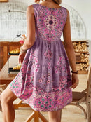 2024 AliExpress Europe and the United States Cross Border Summer Print Sleeveless V-Neck Vest Fashion Resort Print Dress Women