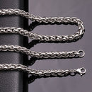 Men White Gold Color Stainless Steel Long Chain