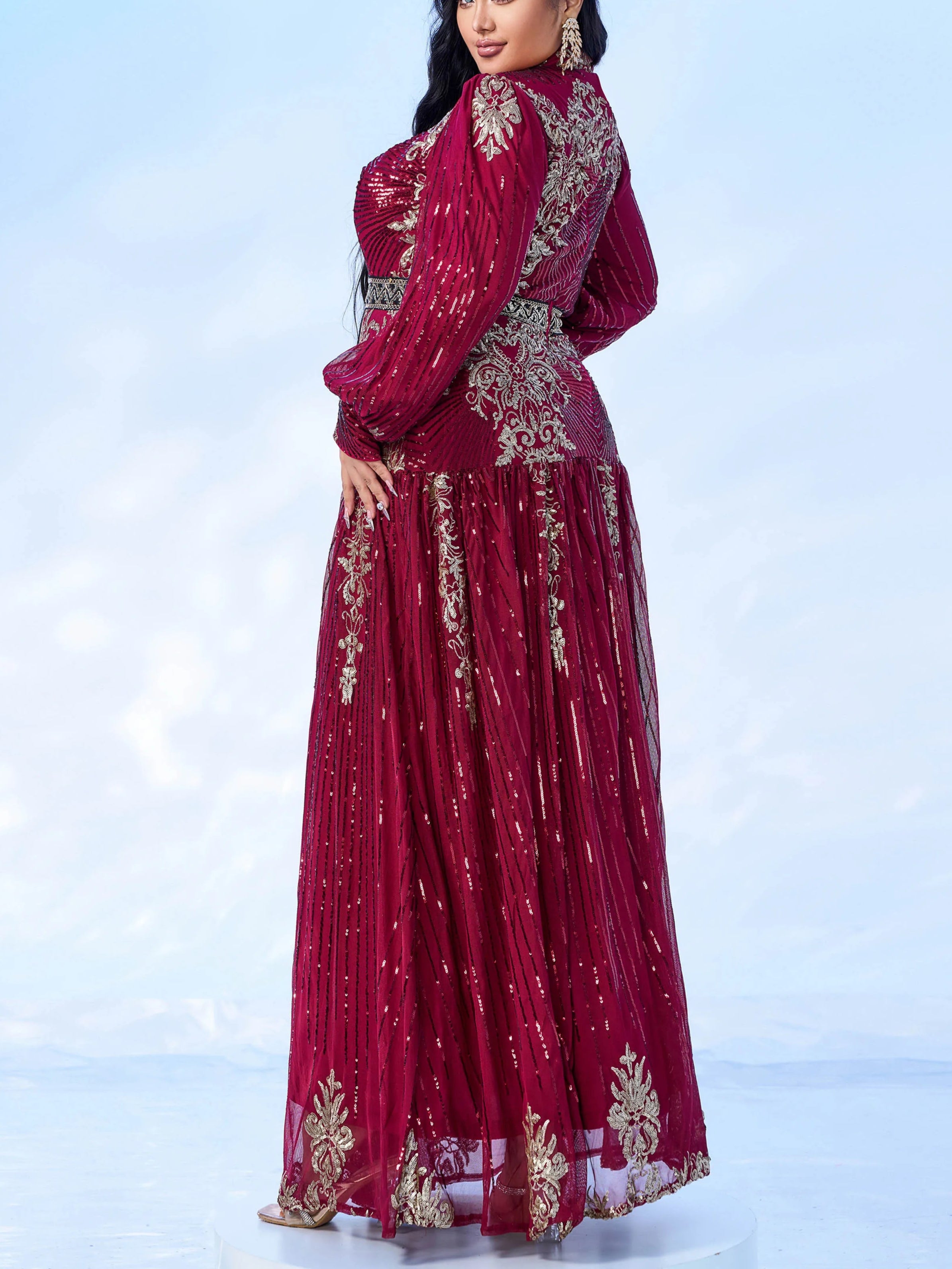 Women's Plus size Sequins High Neck Dress