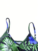 V-neck Spaghetti Strap Print Dress
