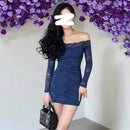 Mini Dress for Women is a Spring Waist-fitted Spicy Girl Long Sleeve Dress