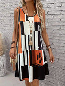 Summer Geometric Pattern Sleeveless Dresses
