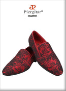 Piergitar Three Dimensional Flower Jacquard Fabric Men's Loafers For Party And Wedding Slip-On Moccasins Handmade In Guang Zhou