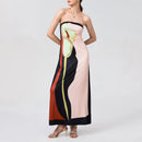 Tube Bodycon Dress Women Elegant Avocado Print Strapless Elegant Maxi Dress Sleeveless Holiday Robes Summer Chic Long Dress