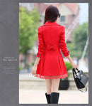 2025Spring Autumn New Windbreaker Coat Women Fashion Slim Mid Long Lace Trench Coat Female Casual Double-breasted Outerwear Tops