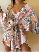 Women Ruffle Flowers Print Sundress