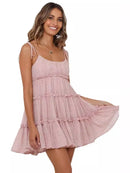 Spaghetti Strap Flower Chiffon Mini Dress