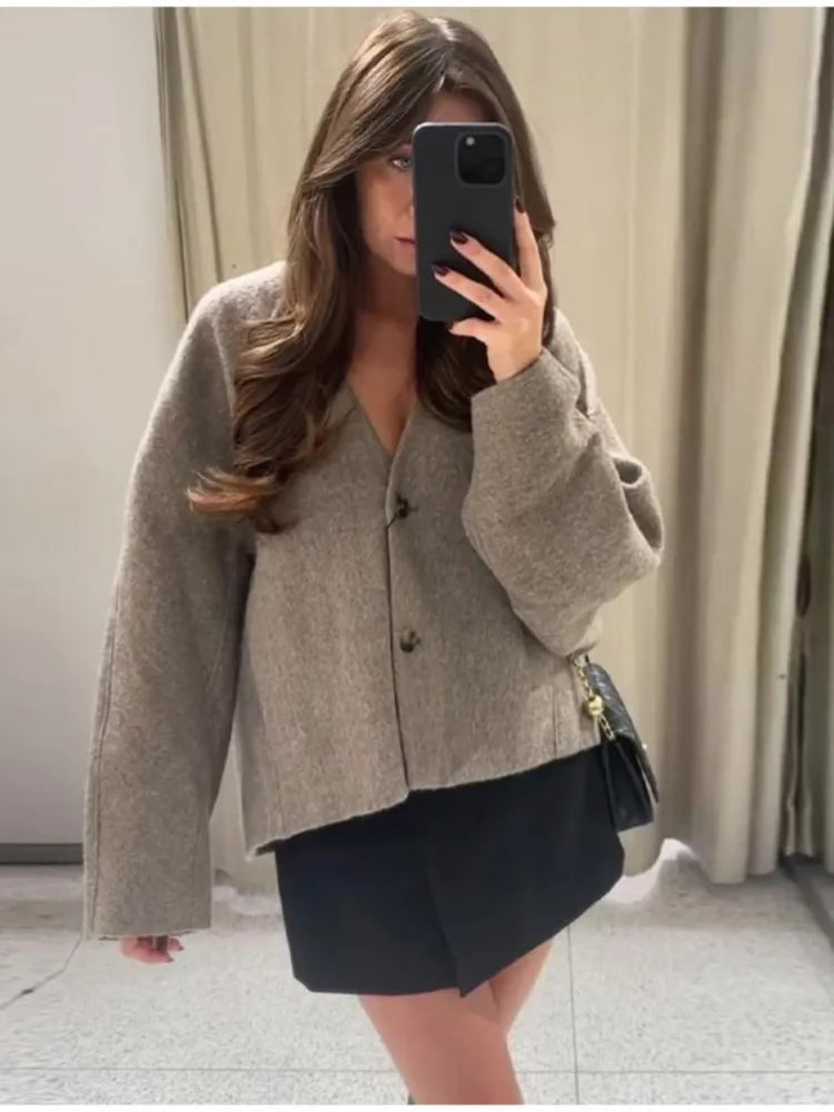 Women Vintage Blends Fit Blazer Coat