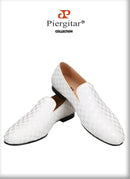 Piergitar 2022 Four Colors Checkerboard Print Silk Handmade Men's Loafers Classic British Style Man Smoking Slippers For Party