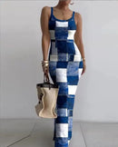 Gradient Printed Long Dress Summer New Women's Fashionable Printed Sexy Sleeveless Suspender Slim Fit Hip Hugging Long Dress