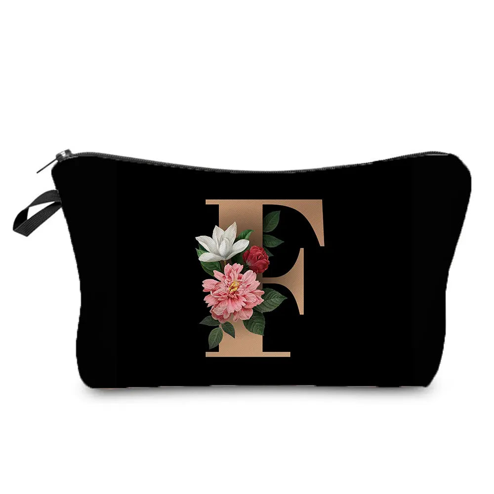 Initials Flower Cosmetic Bag
