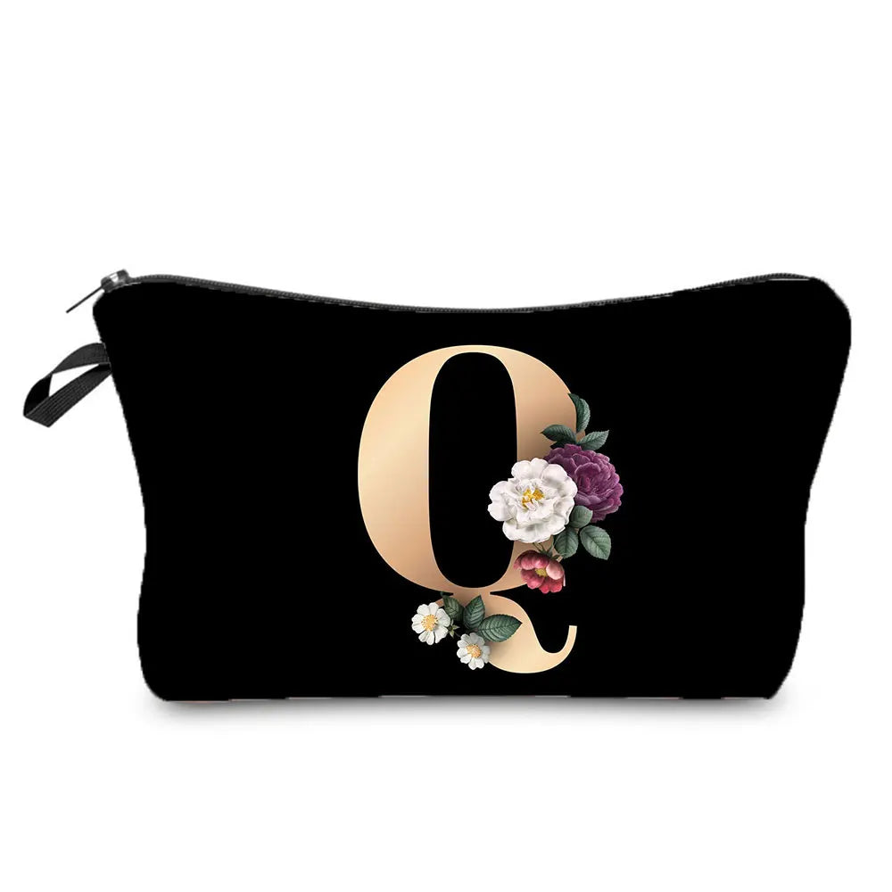 Initials Flower Cosmetic Bag