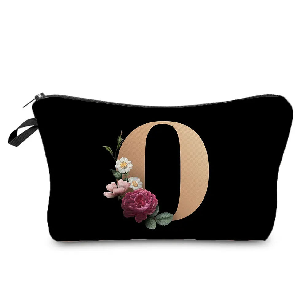 Initials Flower Cosmetic Bag