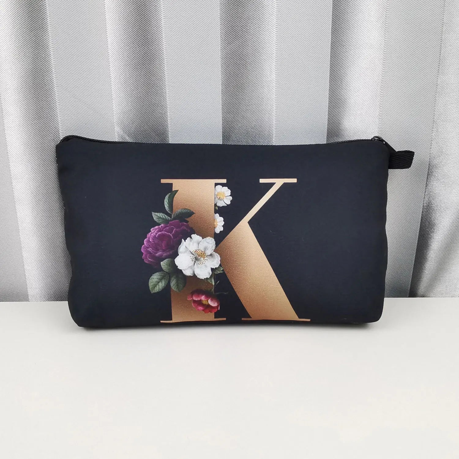 Initials Flower Cosmetic Bag