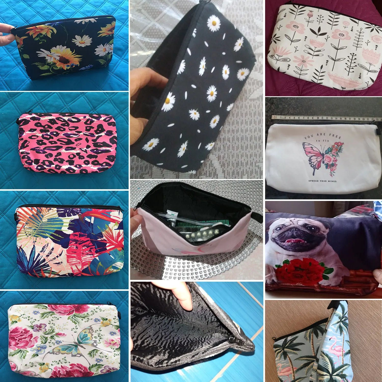 Initials Flower Cosmetic Bag