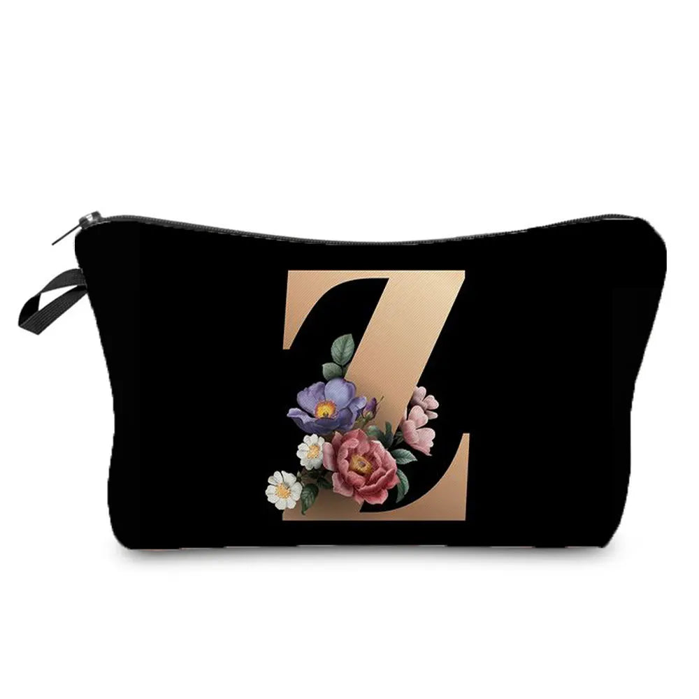 Initials Flower Cosmetic Bag