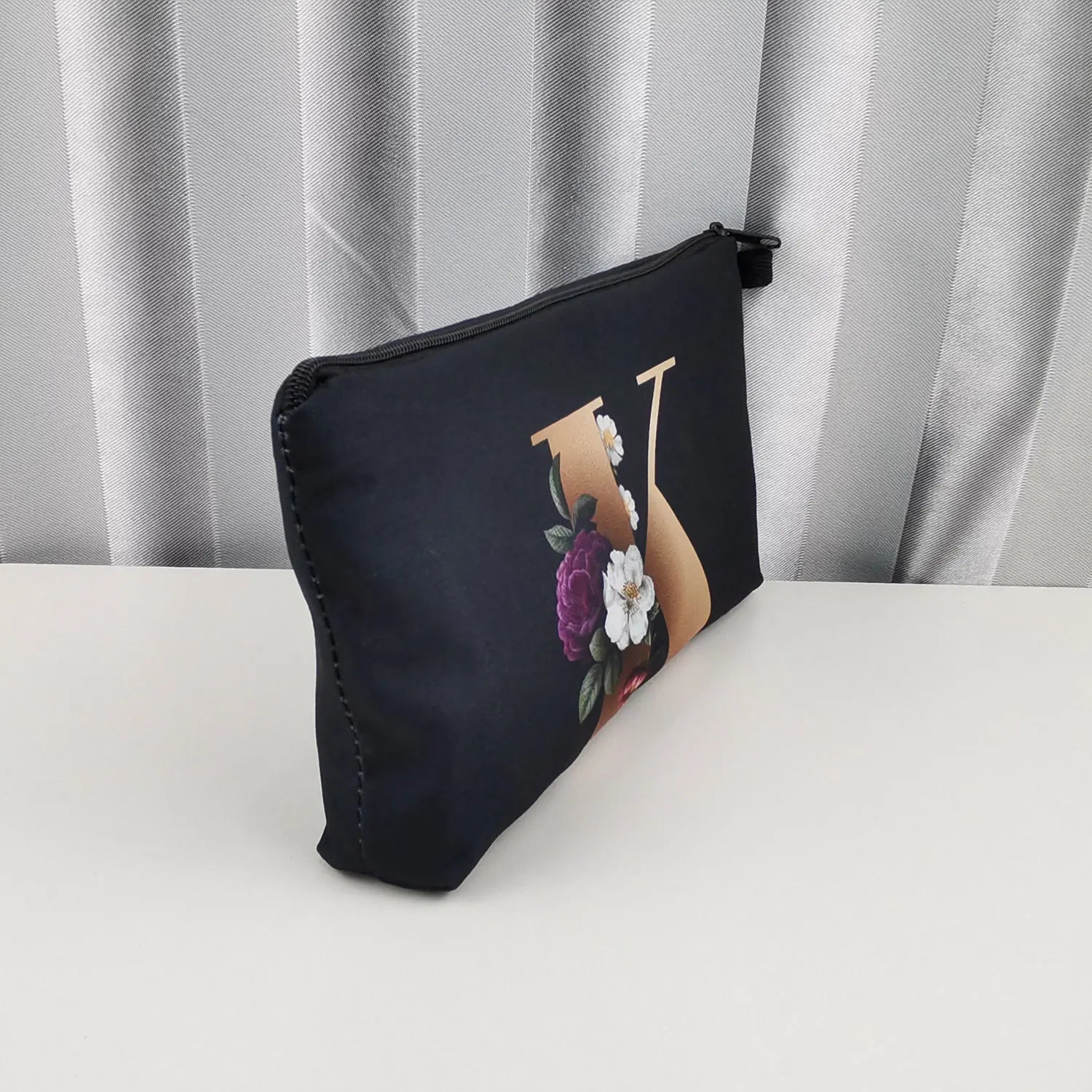 Initials Flower Cosmetic Bag